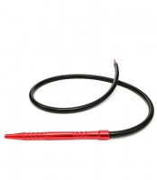 Шланг для кальяну силіконовий з металевою ручкою (чорний силікон/червона ручка)